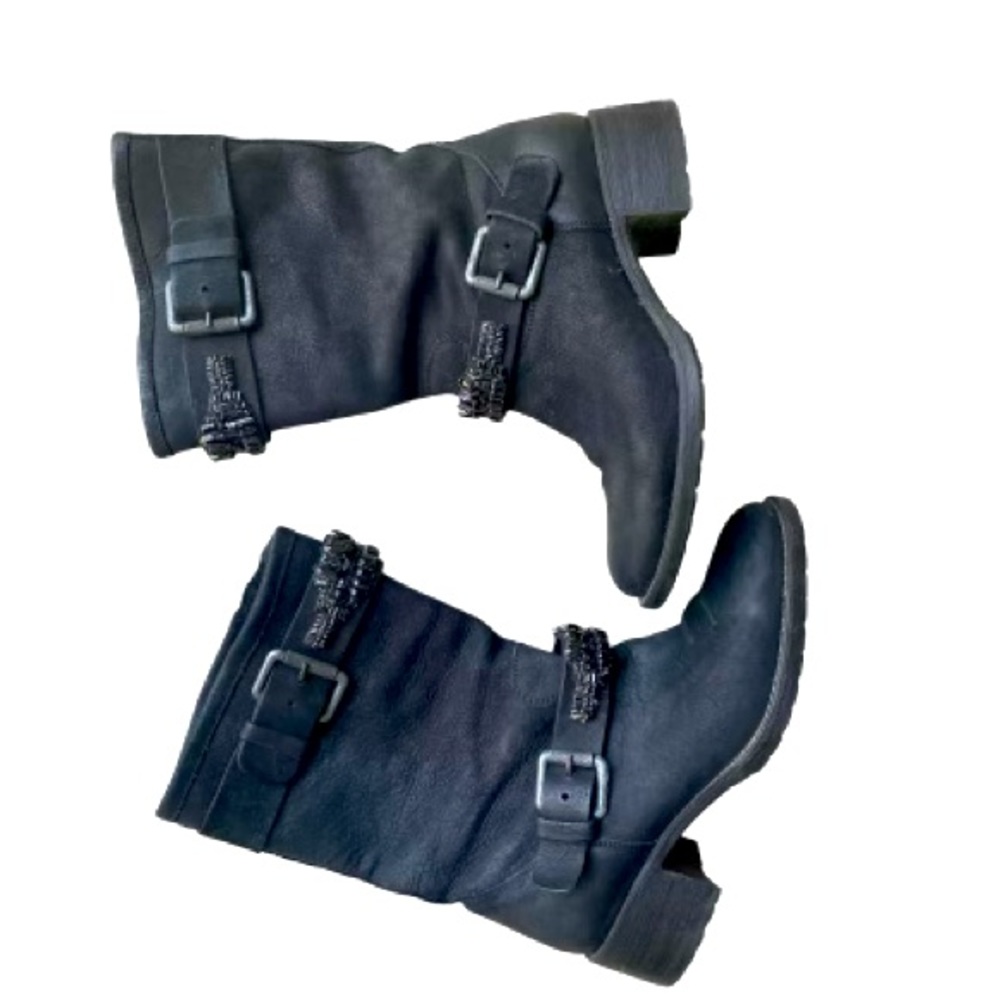 VERA WANG leather bejeweled Moro boots